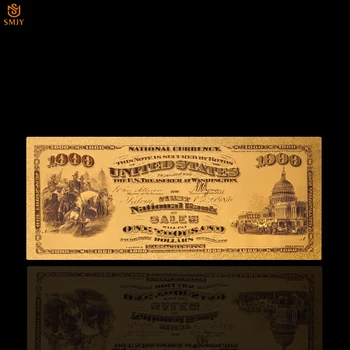 10Pcs/Veliko NAS 1875 Zlato Bankovcev za 1000 USD Banka Ugotavlja, 24k pozlačeni Ponarejenega Denarja Replika Papir Bankovcev Za Zbiranje
