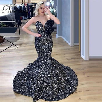 Haljo De Soiree morska deklica Formalno Večerne Obleke Sequins Dubaj Couture 2020 Stranka Halje kaftans Slaven Prom Oblačenja Žensk po Meri