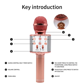 Brezžični Mikrofon Karaoke LED Luči Bluetooth Ročni Prenosni Zvočnik Doma KTV Igralec Studio PC Telefon Namizje Vokal
