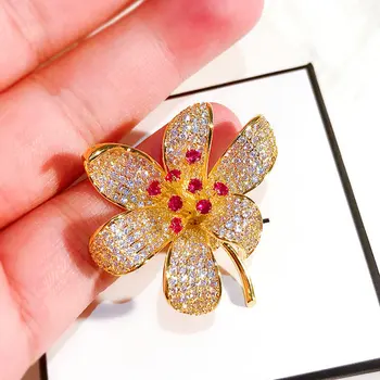 SINZRY NOVO 2019 kubičnih cirkonij shinning cvet cvet ustvarjalne broške pin elegantna dama, nakit, pribor