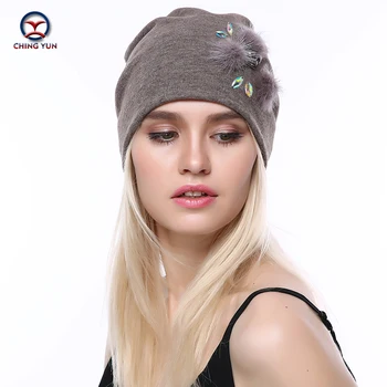 CHINGYUN 2019new Kašmir plesti klobuk mehko Pozimi Toplo Visoko Kakovost Ženski Barva Pletene Klobuk lepe resnično luksuzen dekoracijo