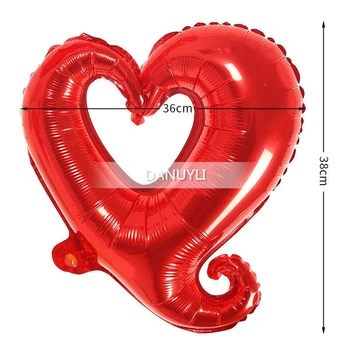 50pcs 18 inch Kavljem Srce Folija Baloni Poročni Dekoracijo, Votlo Srce Helij Ballon Valentinovo Dekor Rojstni Globos