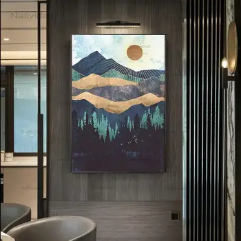 Wall Art Gorskih Sunrise Krajine Tiskanja in Plakat Sodobno Abstraktno Nordijska Platno Slikarstvo Doma Dekor za Dnevna Soba Brez Okvirja