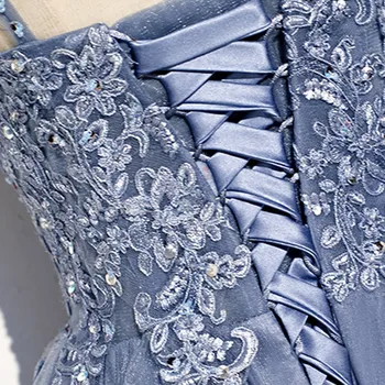 Večerne Obleke Morandi Modra Proti-vrat Beading Appliques Ročno Plus velikost A-line Tla dolžino Meri Lady Formalno Obleko R1349
