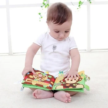 Za Malčke Baby Krpo Knjiga Cartoon Živali Vzorec Baby Soft Dejavnosti Crinkle Krpo Knjige Izobraževalne Učenje Igrače