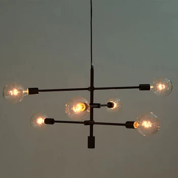 Sodoben Nordijski E27 Črno Zlato LED Lestenec Razsvetljavo Edison Luči, Lestenci, Notranja Luč, Napeljave, spalnica lučka soba svetlobe
