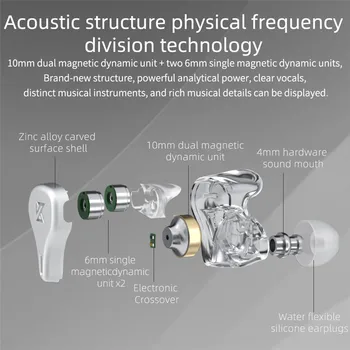 KZ DQ6 Žične Slušalke 3DD Dinamičnega Voznika Hi-fi Slušalke Bass Glasbe Čepkov šumov Šport Kovinski Slušalke Z Mikrofonom