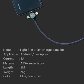 !ACCEZZ USB Hitro Polnjenje, Sinhronizacijo Podatkov Kabel Razsvetljava Za iPhone 7 Plus 8 XR XS Max Micro USB Tip-C Za Xiaomi Huawei Polnilnik Line