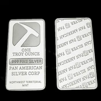 5 kos nemagnetni Pan American corp značko 1 OZ kladivo ingot silver plated 50 x 28 mm spominek kovanec dekoracijo kovanec bar