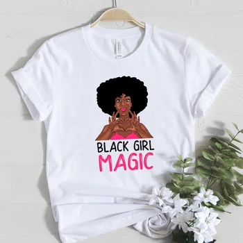 Black Magic Girl majica s kratkimi rokavi Ženske Bombaž Vrhovi Melanin Poppin Tee shirt Estetske Afriške Kodre, Ženska Ljubezen Grafični Ženska T-shirt majica