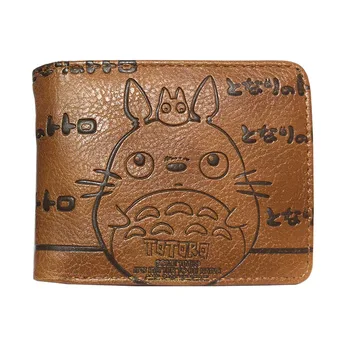 Kawaii risanka Totoro denarnice reliefni usnjeni torbici otroci darilo lepo šiv srčkan nosi kratke torbica id kartico sim žep za kovance