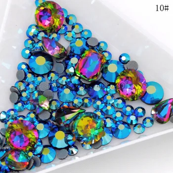 Debelo 23 Barve Mešanica, Velikosti Mix Obliko Bleščice 3D Diamond Plati Ravno Nazaj Okrasnih Acrylic Nail Art Crystal Draguljev Decals