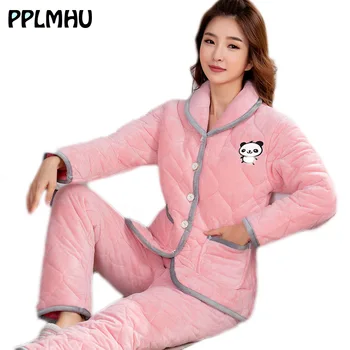3XL Plus velikost zadebelitev bombaž Mah pižamo ženske flanela pozimi toplo homewear sladko in lepo, ohlapno obleko More
