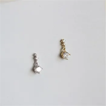 925 Sterling Srebro Preprost Diamant Uhani za Ženske 14k Zlato korejski Temperament Poročni Nakit Dodatki