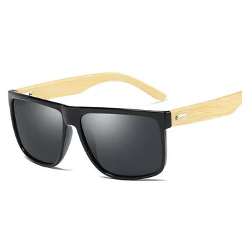 HBK Retro Lesa Polarizirana sončna Očala Moških Bambusa Sunglass, blagovno Znamko, Design Vožnje Očala Ultralahkimi, sončna Očala Odtenki lunette oculo