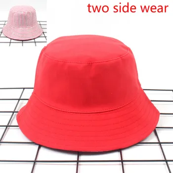 Prazno reverzibilna vedro klobuk skp dve strani obrabe bombaža moške poletne klobuk priložnostne ženske kariran nedelja klobuk na prostem za zaščito pred soncem sunhat panama