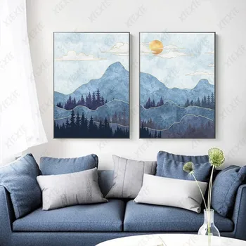 Naravno Krajino Platno Slikarstvo Gorski Gozd Sunrise Plakat Sveže Ozadje Tiskanja za Dekoracijo Doma Umetnostne Obrti Sliko