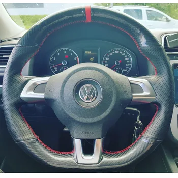 5D Ogljikovih Vlaken&Luknjo Usnjeni Volan Ročno Šivanje Zaviti Pokrov so Primerni Za Volkswagen Golf 6 GTI MK6 / Polo GTI / Scirocco R