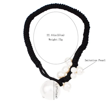 Velika Imitacije Pearl Obesek Ogrlice Za Ženske Debele Nastavljiv Vrv Chokers Ogrlice Nakit 2020