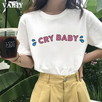 Vrhovi Cry Baby Ženske T Shirt Jok Dekle Tisk Majice za Ženske Poletje Plus Szie Ženska T-shirt Harajuku Estetske Majica s kratkimi rokavi