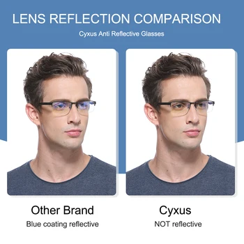 Cyxus Anti BlueLight Ray Računalnik Očala za Moške Anti bolečih oči Semi-rimless Kovinski Pravokotnik Očala za Ženske Očala 8001