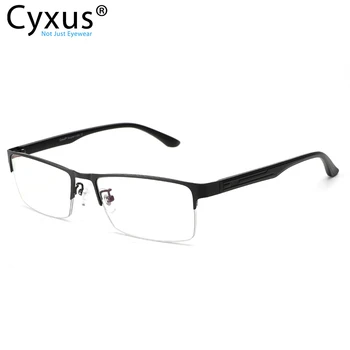 Cyxus Anti BlueLight Ray Računalnik Očala za Moške Anti bolečih oči Semi-rimless Kovinski Pravokotnik Očala za Ženske Očala 8001