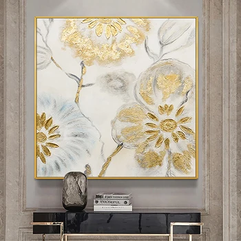 Ročno Poslikane Zlati Cvetovi Umetnosti Oljna Slika Na Platnu Wall Art Brez Okvirjev Slike Dekoracijo Za Živo Sobi Doma Dekor Darilo