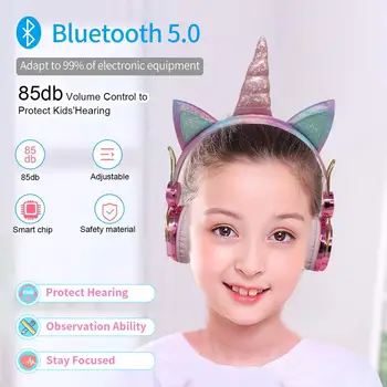 Samorog Bluetooth 5.0 Slušalke Z Mikrofonom Srčkan Slušalke, Dekleta, Otroci Slušalke Za Prenosnik Mobilnikov PC MP3 Tablet Zvočne Naprave
