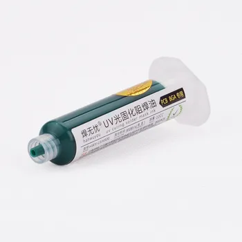 Zelena UV Spajkalne Paste Tok 10CC Za PCB BGA Vezje Zaščito Ozdravljiv, na primer s spajkanjem Maske za Varjenje Fluxe Olje +1 Syring Potisnite Iglo