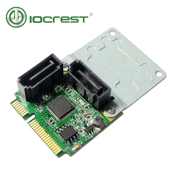 IOCREST Mini PCI Express 2 Notranji SATA III ( 6gb /s), RAID ASM1061R Kartice Krmilnika 2 SATA 3.0 6gbps Vrata, Zelena