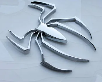 Chuang Qian 1Pair 3D Pajek Chrome Emblemi Značke iz Nerjavečega Jekla, Nalepke, Srebrno za Can am Spyder RT ST RS