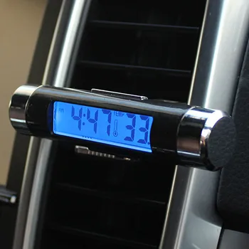 2v1 Avto Auto LCD-Posnetek-na Digitalni Temperature, Termometer Ura Koledar Avtomobilske Modra Osvetlitev ozadja Ura