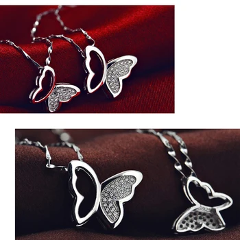 Kreativne Modne Ogrlice Butterfly za Ženske 925 sterling srebro Kubičnih Cirkonij Chokers Ogrlica Nakit, Ženski Darilo