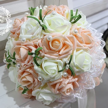 Poročne svileno cvetje za poroko Simulacije korejski nevesta holding šopek šopek vrtnic