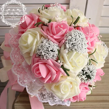 Poročne svileno cvetje za poroko Simulacije korejski nevesta holding šopek šopek vrtnic