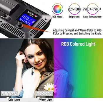 VILTROX RB10 RGB LED Kamera Video Svetloba, možnost zatemnitve 2500K-8500K Kamere LED Luči Plošča baterija+polnilec za Digitalne SLR Fotoaparate