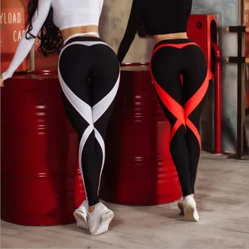 X srce šport joga dokolenke ženske seksi nogavice Vadbo fitnes vadbo fitnes joga hlače Visoko pasu potisnite navzgor črne hlače