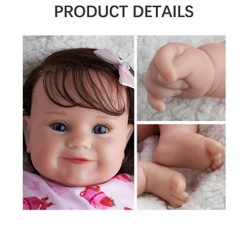 RSG Prerojeni Baby Doll 20 Centimetrov Veren Novorojenčka Smeška Baby Dekle Maddie Vinil Prerojeni Baby Doll Darilo Igrača za Otroke