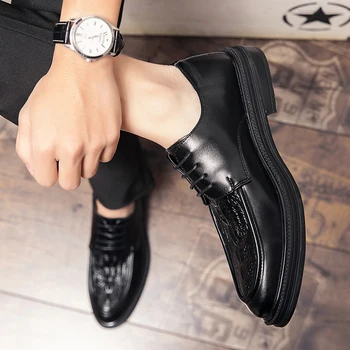 Klasičen Moški Obleko Čevlje čipke Mens moda Usnje Črna, rjava svate Čevlji podjetja Oxford Formalno Derby Čevlji moški