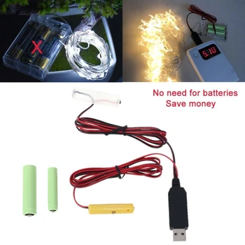 2v1 EU Vtič USB Power Adapter za Elektriko Pretvoriti v AA + AAA Baterije Eliminator Kabel Zamenjajte 1 do 4pcs 1,5 V AA AAA Baterije