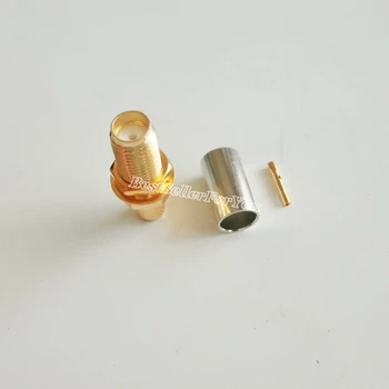 10Pcs SMA konektor ženski jack pregrade spojko za RG58 LMR195 RG142 Kabel goldplated PTFE