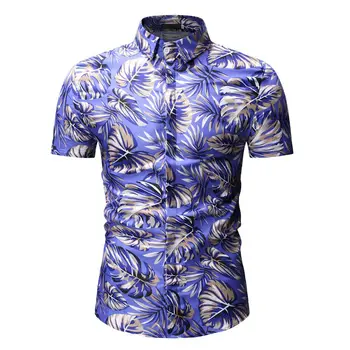 Majica moški Camisa Moda 2019 Poletje, Mens Tiskane majice Kratek rokav Mens obleko srajce Visoke kakovosti