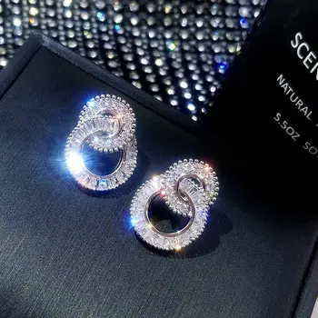 Luksuzni Čez Spusti Earrring Kristali Cz 925 sterling srebro Bohe Posla Poročni Uhani Visijo za ženske Stranka Nakit