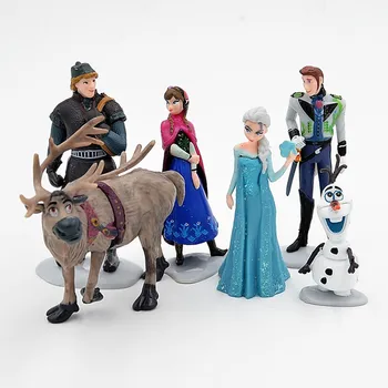 Disney Igrače, Zamrznjeno, 4-11 cm Princesa Anna Elsa Kristoff Sven Olaf PVC figuric Model Lutke Otroci Zbirka Božična Darila