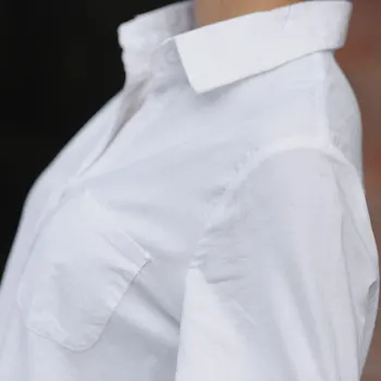 Ženske Belo Bluzo Ženska Fant Slog Dolg Rokav Preveliko Majico Modni Ovratnik Bombaž Vrhovi Priložnostne Ohlapne Srajce
