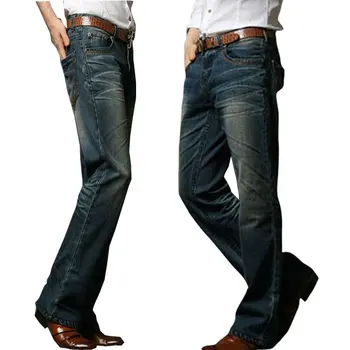 Jeans Moški Moški Sežgati Kavbojke Boot Cut Noge Sežgati Elastična Slim Fit Sredi Pasu Moški Oblikovalec Klasičnih Traper Jeans Hlače Biker jeans