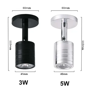 [DBF]Vrtljiv LED Površine Vgrajena Stropna Luč 3W 5W/Črna / Bela/Srebrna Ohišje Kota Nastavljiv Dolgo Cev Spot Stropne Luči