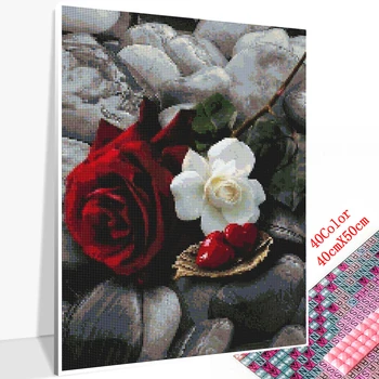Huacan Diamond Mozaik Cvetja, Okrasnih Slike Diamond Vezenje Rose Diamond Slikarstvo Celoten Kvadratni Vaja Rdeče Črn Kit
