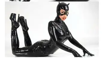 2016 Vroče Prodaje Odrasle Ženske Seksi Črno Usnje, PVC Obleka iz Lateksa Ropstva Odprite Mednožje Catsuit Eksotičnih Catwoman Clubwear Cosplay