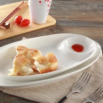 Čisto bele Keramične plošče Namiznih Suši Cmok ploščo s kisom omako Ploščo ribe ploščo z mrežo vročo jed ploščo